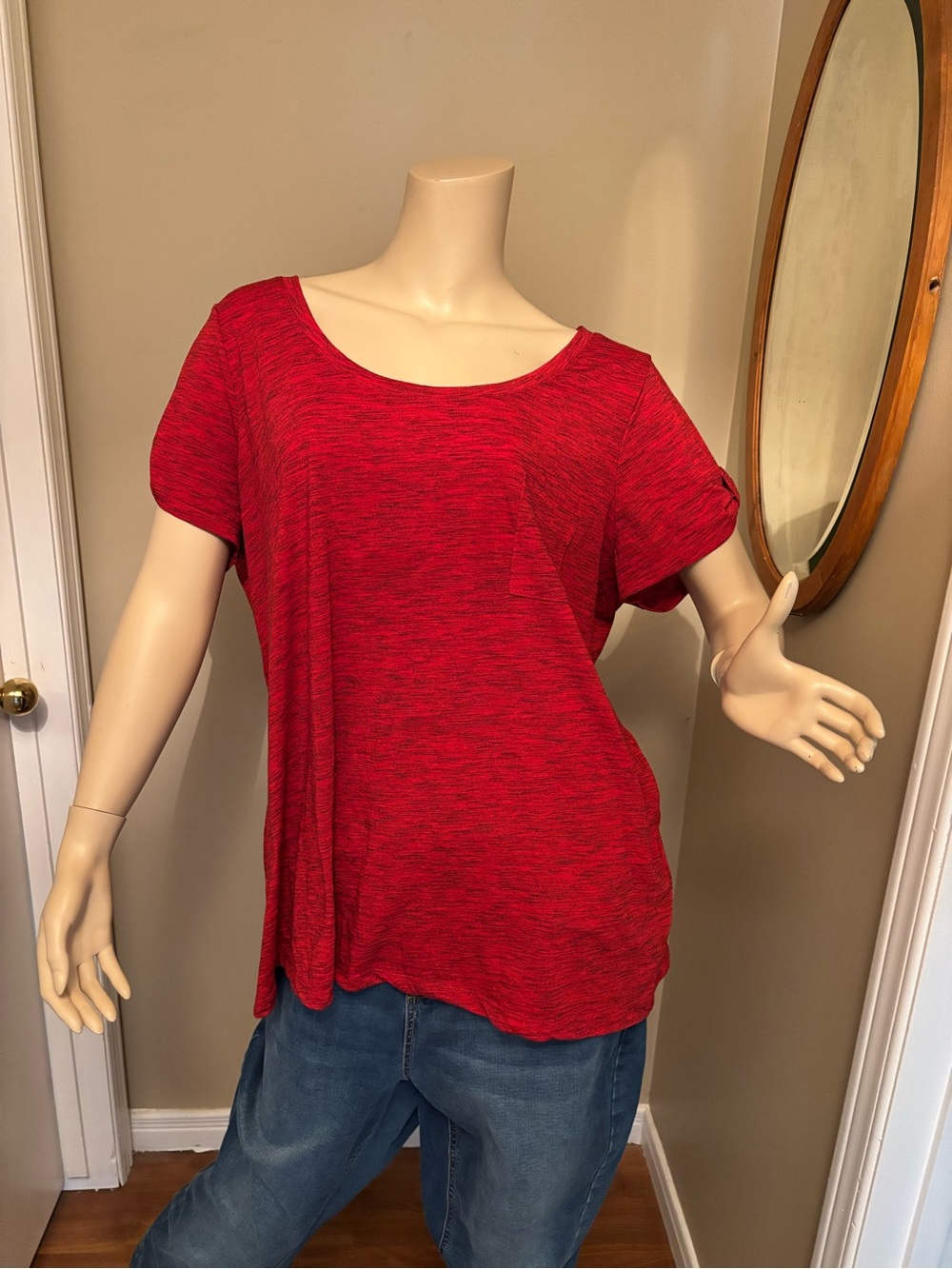 Penningtons Heathered Red Short Sleeve Pocket Tee